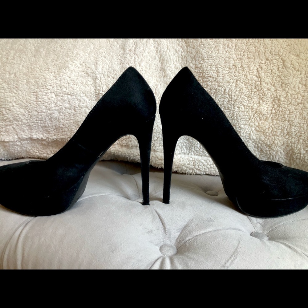 Faux suede heels